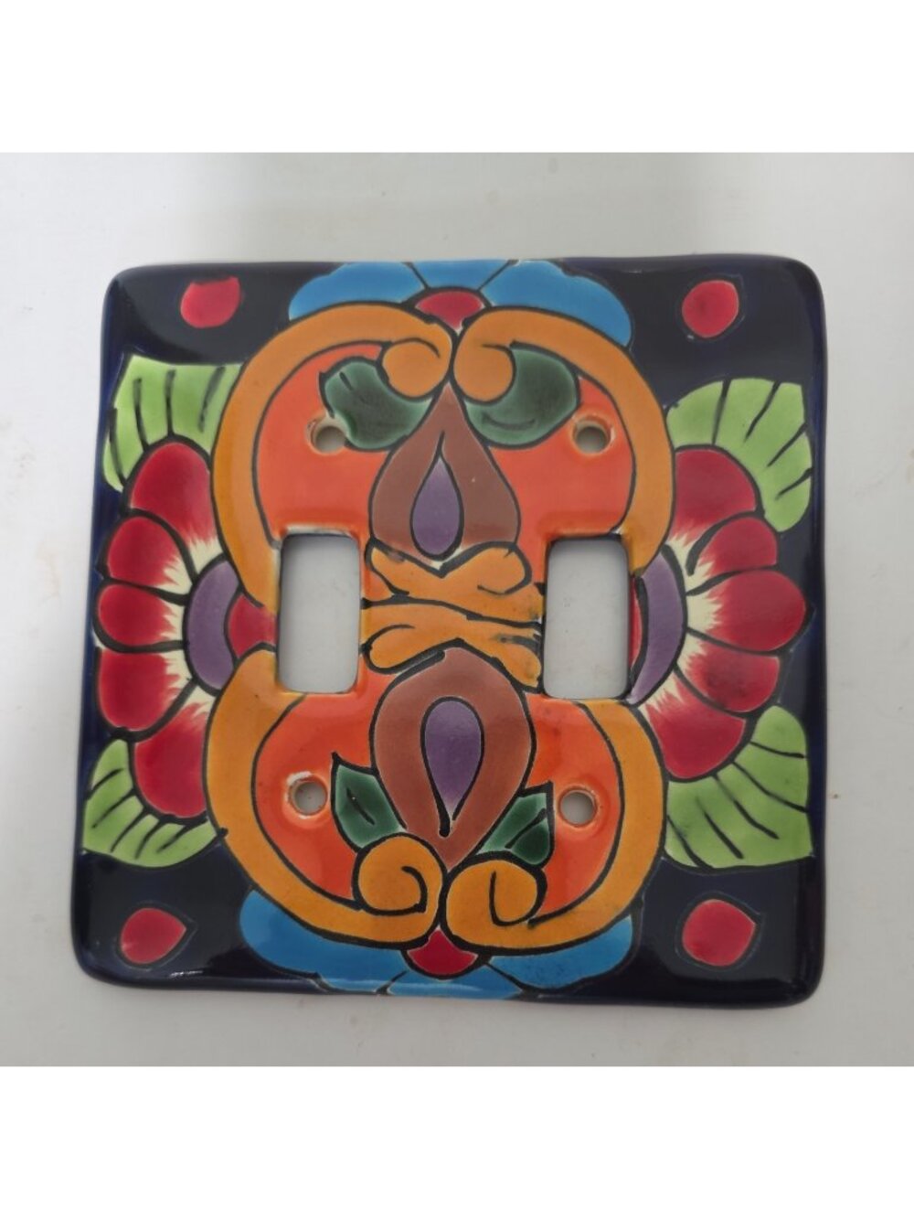 Talavera Double Toggle Switch Wall Plate  Southwestern Decor 5x5 inches